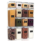 Cutii de depozitare alimente, Vivimall, Set din 15 Cutii pentru Condimente, Cereale, Cutii pentru Bucatarie, din Plastic PP, Cutii Alimentare, Diferite Dimensiuni, Transparente - vivimall.ro