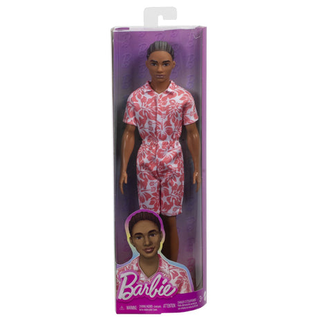 BARBIE PAPUSA BAIAT FASHIONISTAS IN SALOPETA STIL HAWAIAN SI SANDALE VERZI