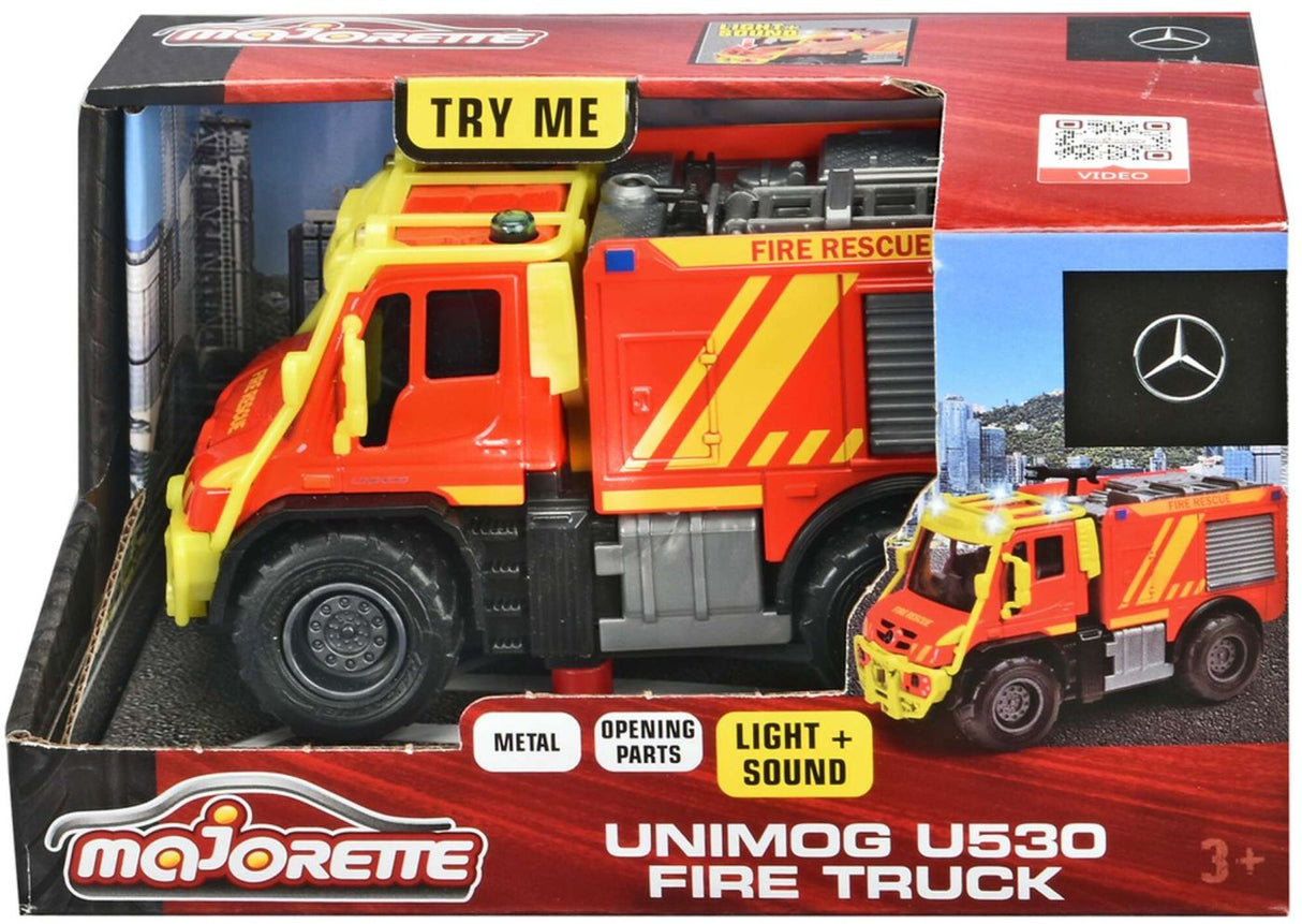 MAJORETTE MASINA DE POMPIERI MERCEDES UNIMOG U530 CU SUNETE SI LUMINI