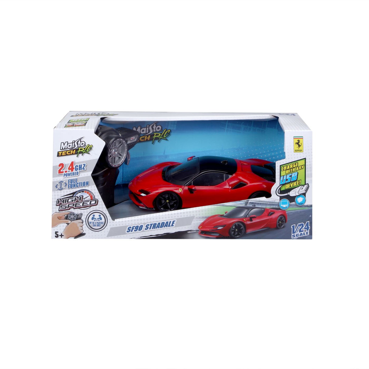 MAISTO MASINUTA PREMIUM CU TELECOMANDA 2.4GHz FERRARI SF90 STRADALE SCARA 1 LA 24