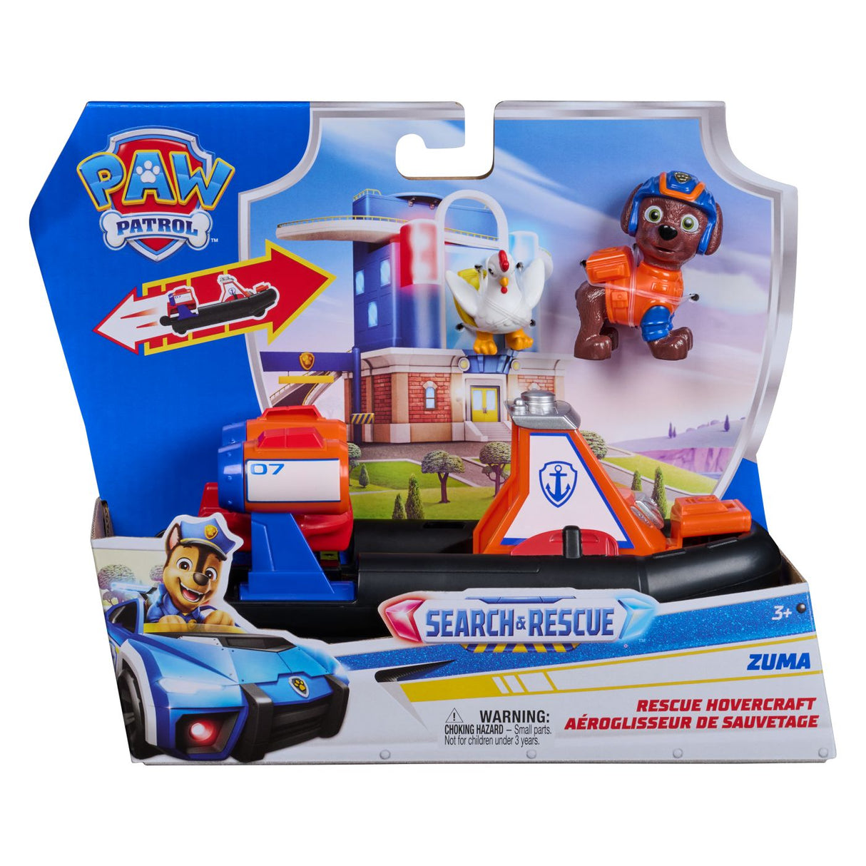 PATRULA CATELUSILOR CAUTARE SI SALVARE SET FIGURINA ZUMA SI VEHICUL BARCA CU MOTOR