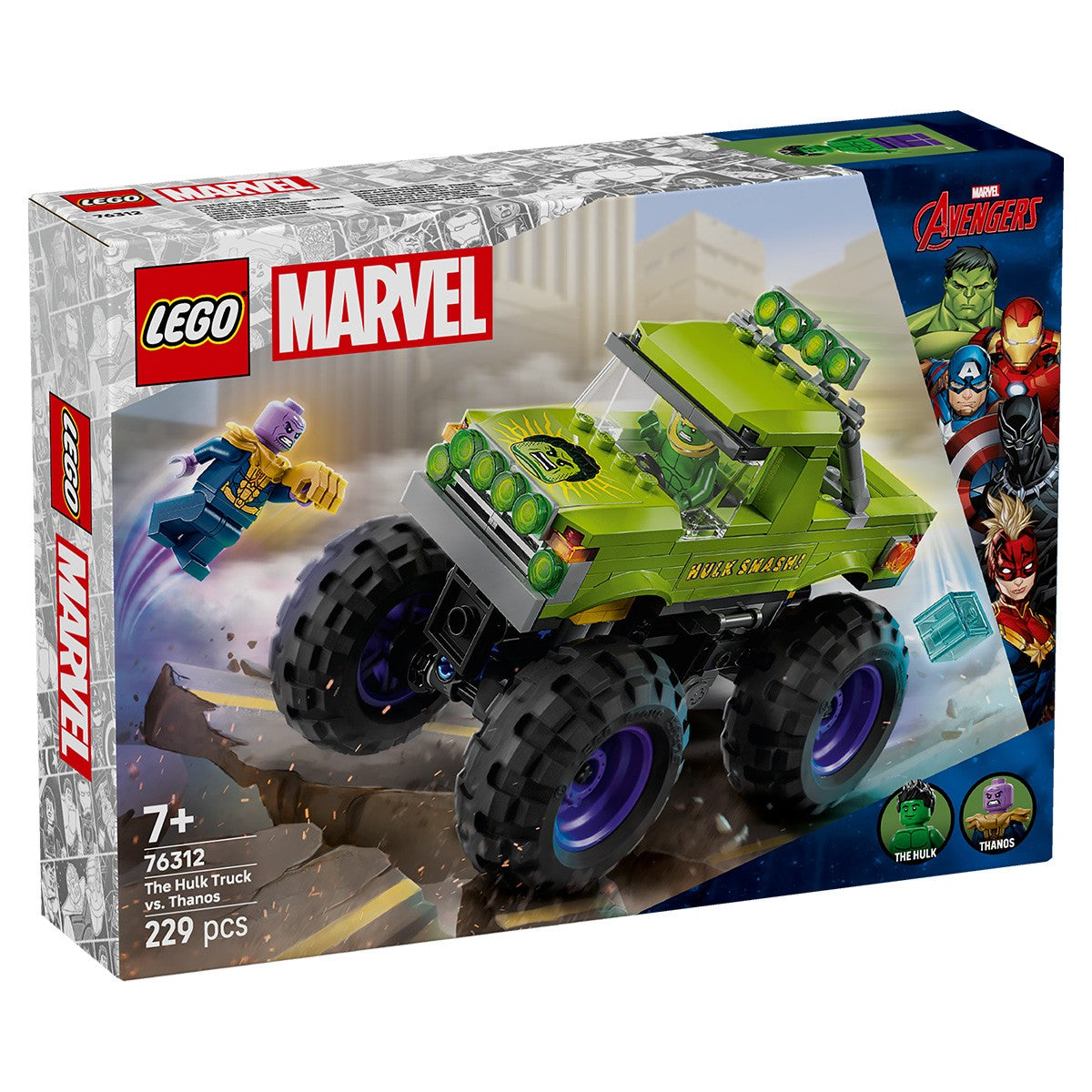 LEGO SUPER HEROES HULK IN VEHICUL DE TEREN CONTRA LUI THANOS 76312