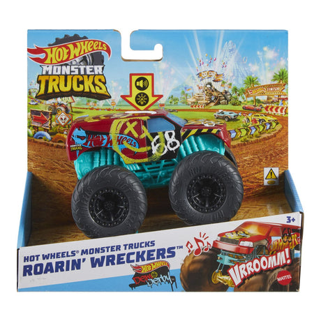 HOT WHEELS MONSTER TRUCK ROARIN WRECKERS DEMO DERBY CU FUNCTII SI SUNETE SCARA  1:43