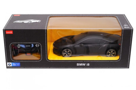 MASINA CU TELECOMANDA BMW i8 NEGRU CU SCARA 1 LA 18