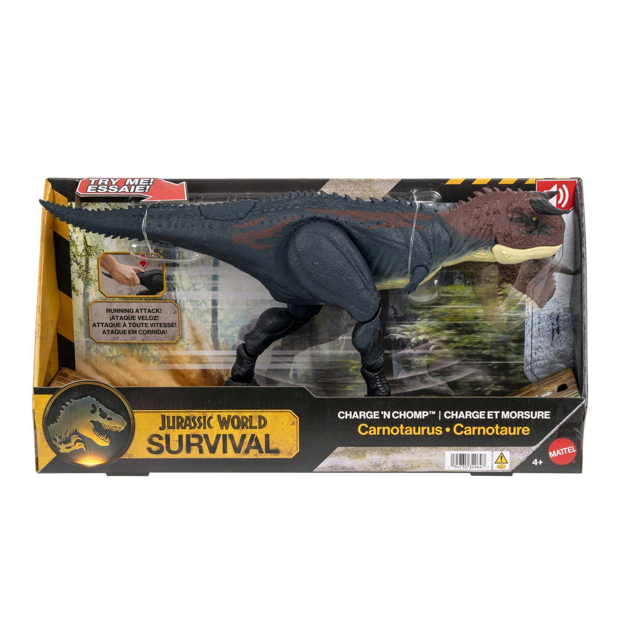 JURASSIC WORLD SURVIVAL CHARGE AND CHOMP DINOZAUR INTERACTIV CARNOTAURUS