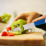 Cutit 2in1, Vivimall, Feliere/Curatare, Grosime Feliere Reglabila, 22 cm, din Otel Inoxidabil, Albastru - vivimall.ro