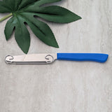 Cutit 2in1, Vivimall, Feliere/Curatare, Grosime Feliere Reglabila, 22 cm, din Otel Inoxidabil, Albastru - vivimall.ro