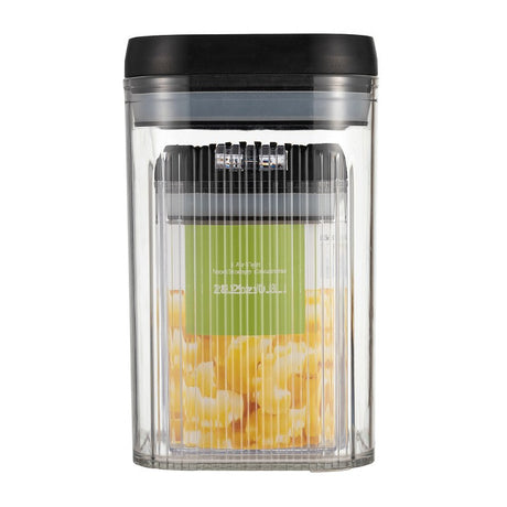 Cutii de Depozitare Alimente, Vivimall, Set din 2 Cutii de Tip Container de 0.8 si 1.3 l, Recipiente pentru Cereale in Bucatarie, Transparente cu Capac Negru - vivimall.ro