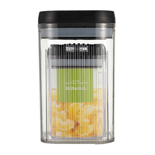 Cutii de Depozitare Alimente, Vivimall, Set din 2 Cutii de Tip Container de 0.8 si 1.3 l, Recipiente pentru Cereale in Bucatarie, Transparente cu Capac Negru - vivimall.ro