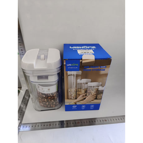 Cutii de Depozitare Alimente, Vivimall, Set din 2 Cutii de tip Container, Recipiente pentru Cereale in Bucatarie, 0.8 L-10x15.5 cm, 2 L-12.5x12.5x21.5 cm, Transparente cu Capac Alb - vivimall.ro