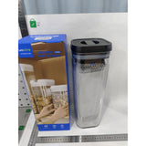 Cutii de Depozitare Alimente, Vivimall, Set din 2 Cutii de Tip Container de 1.9 si 3.7 l, Recipiente pentru Cereale in Bucatarie, Transparente cu Capac Negru - vivimall.ro