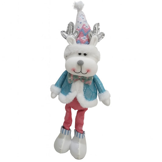 Figurina de Craciun Ren cu Palarie, Vivimall, Figurina Decorativa Ren de Craciun pentru Sarbatorile de Iarna, 52 x 17 x 8 cm, Multicolor - vivimall.ro