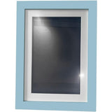 Rama Foto Vivimall, cu Magnet, din Lemn, cu Spatiu Pentru Depozitare, Pentru Desene si Picturi A4, Sticla Securizata, Rama MDF, 21x30 cm, Albastru - vivimall.ro