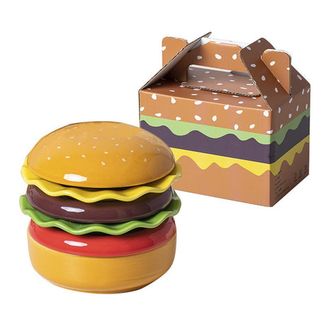 Set Farfurii Ceramice sub Forma de Burger, din Ceramica, pentru Sosuri si Gustari, Mini Farfurii Stivuibile, Multicolor - vivimall.ro