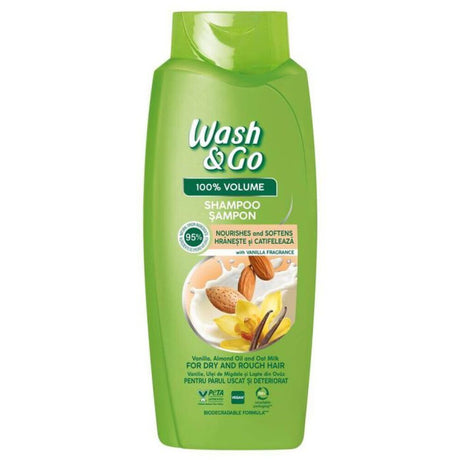 Șampon Păr Wash&go Vanilla & Almond Oil 675 ml - Hidratare Intensă