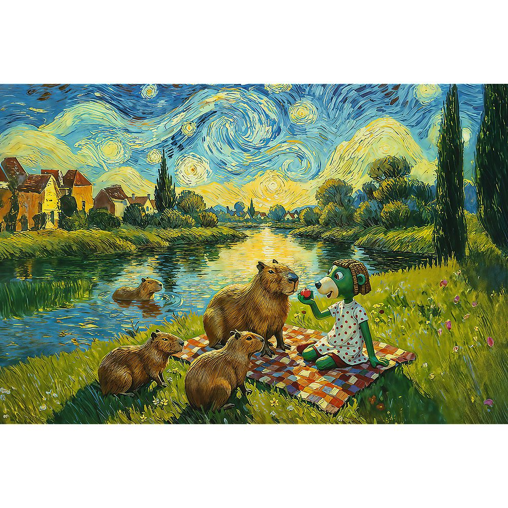 PUZZLE TREFL 100 FAMILIA TREFLIK INSPIRAT DE ARTA HRANIREA CAPIBARELOR