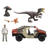 JURASSIC WORLD REBIRTH SET VEHICUL DE LUPTA LAUNCH N BATTLE CU FIGURINE SI ACCESORII