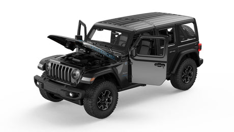 MASINUTA METALICA JEEP WRANGLER RUBICON 4XE NEGRU SCARA 1 LA 24