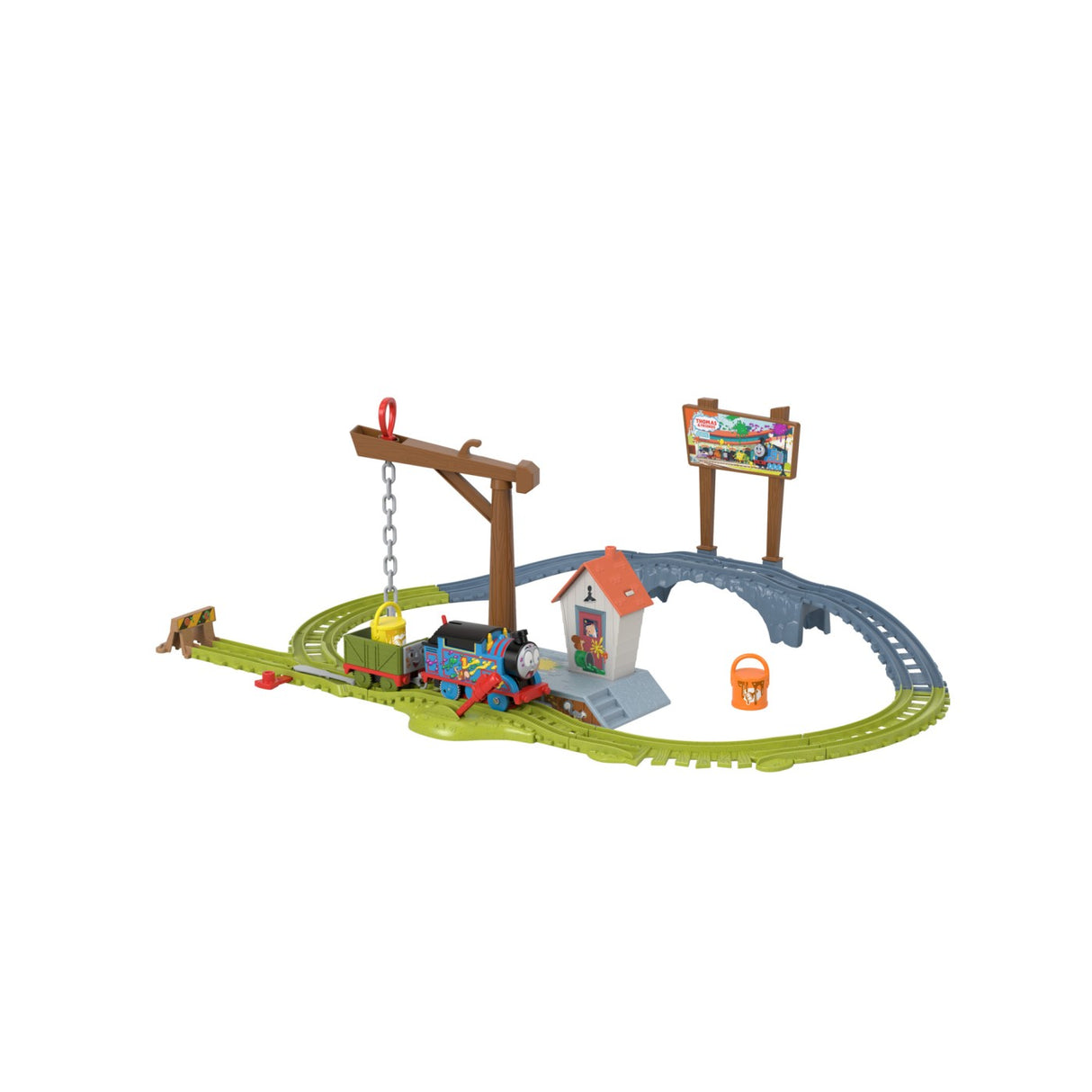 THOMAS SET DE JOACA CU LOCOMOTIVA MOTORIZATA THOMAS LIVREAZA VOPSEAUA
