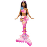 BARBIE PAPUSA SIRENA FLOAREA MAGICA CU PAR BRUNET SI COADA ROZ