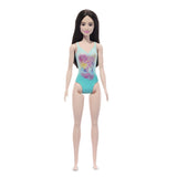 PAPUSA BARBIE BRUNETA CU COSTUM DE BAIE ALBASTRU