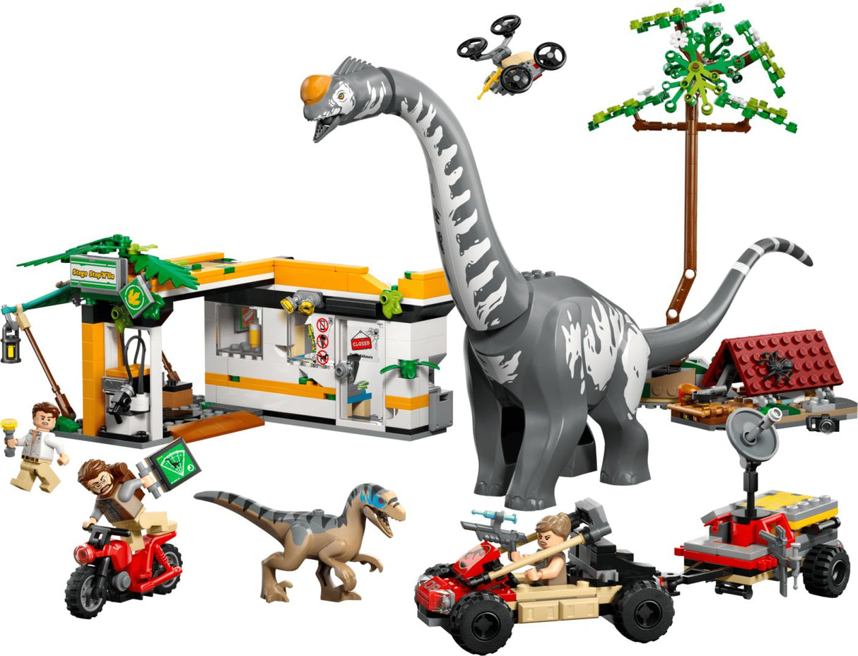 LEGO JURASSIC WORLD RENASTEREA MISIUNE DE URMARIRE A UNUI VELOCIRAPTOR SI A UNUI TITANOSAURUS 76973