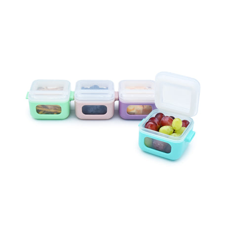SET 4 RECIPIENTE SILICON SNAP&GO CUBES, MELII, 4*118 ML