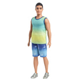 BARBIE PAPUSA BAIAT FASHIONISTAS BRUNET CU MAIOU OMBRE SI PANTALONI SCURTI DE BLUGI