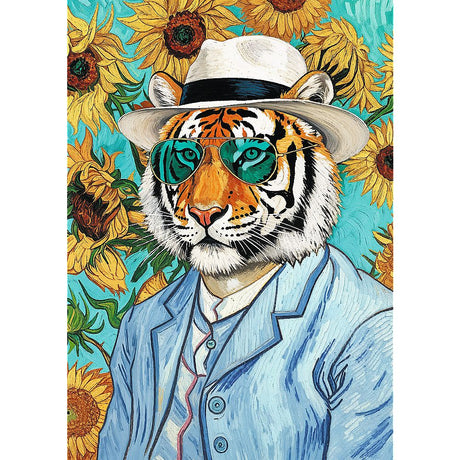 PUZZLE TREFL 500 PREMIUM PLUS PETS AS ART DOMNUL TIGRU SI FLOAREA SOARELUI