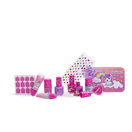 MARTINELIA LITTLE UNICORN SET LUCIU DE BUZE SI LAC DE UNGHII CU CUTIE METALICA