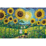 PUZZLE TREFL 100 FAMILIA TREFLIK INSPIRAT DE ARTA O PLIMBARE PRINTRE FLOAREA SOARELUI