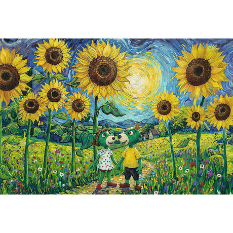 PUZZLE TREFL 100 FAMILIA TREFLIK INSPIRAT DE ARTA O PLIMBARE PRINTRE FLOAREA SOARELUI