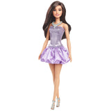 BARBIE FASHIONISTAS PAPUSA BARBIE BRUNETA CU ROCHIE MOV CU PAIETE