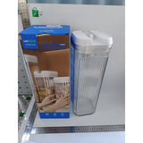 Cutie de Depozitare Alimente, Vivimall, Cutie de Tip Container, 3.7L, 12.5x12.5x36.5 cm, Recipiente pentru Cereale in Bucatarie, Transparente cu Capac Alb - vivimall.ro