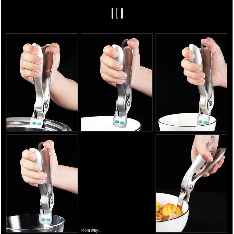 Clema pentru Boluri, Vivimall, Anti-Alunecare, din Otel Inoxidabil si Silicon, de Uz Casnic, Rezistent la Temperaturi Inalte, 19.5x3.2 cm, Gri - vivimall.ro