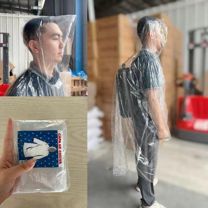 Pelerina de Ploaie, Vivimall, pentru Adulti, 150 x 90 cm, Tip Poncho, Impermeabila, de Unica Folosinta, 30 g, Transparent - vivimall.ro