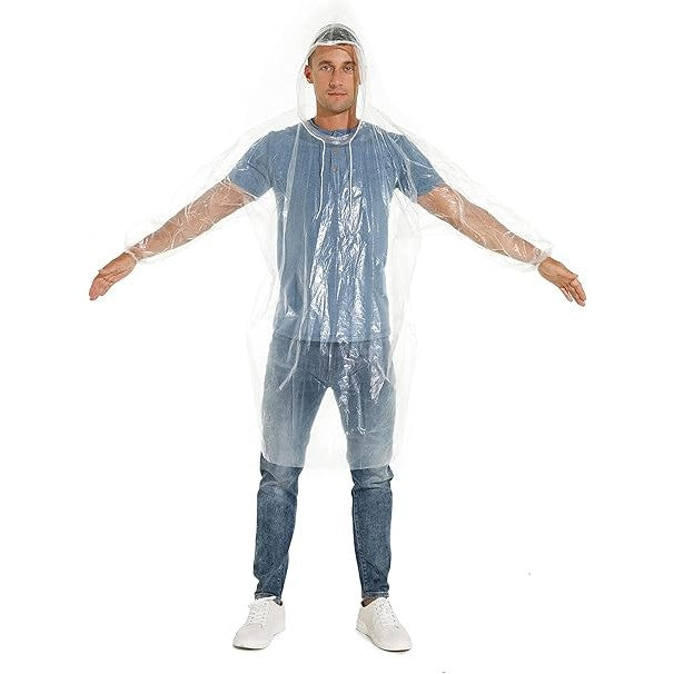 Pelerina de Ploaie, Vivimall, pentru Adulti, 150 x 90 cm, Tip Poncho, Impermeabila, de Unica Folosinta, 30 g, Transparent - vivimall.ro