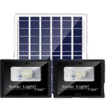Set 2 Proiectoare Led Smd 30W Cu Incarcare Solara, Panou Solar, Cu Telecomanda, Suport Prindere, Material Abs, 1.2Ah, 200Led-Uri, 13X13.5 Cm, Negru - vivimall.ro