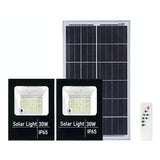 Set 2 Proiectoare Led Smd 30W Cu Incarcare Solara, Panou Solar, Cu Telecomanda, Suport Prindere, Material Abs, 1.2Ah, 200Led-Uri, 13X13.5 Cm, Negru - vivimall.ro