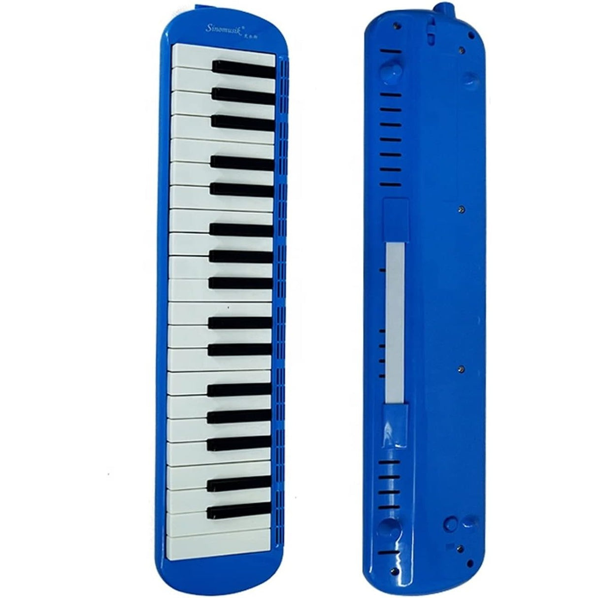 Muzicuță melodică 32 clape cu husă moale din pânză și suflator incluse, vedere laterală