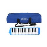 Muzicuță melodică albastră cu 32 de clape din ABS, vedere frontală, dimensiuni 45x13x7 cm