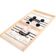 Joc foosball din lemn tip hockey pe gheață, vedere de ansamblu, 10 piese alb-negru, 35x22 cm