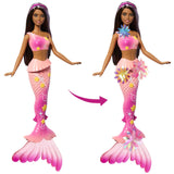 BARBIE PAPUSA SIRENA FLOAREA MAGICA CU PAR BRUNET SI COADA ROZ
