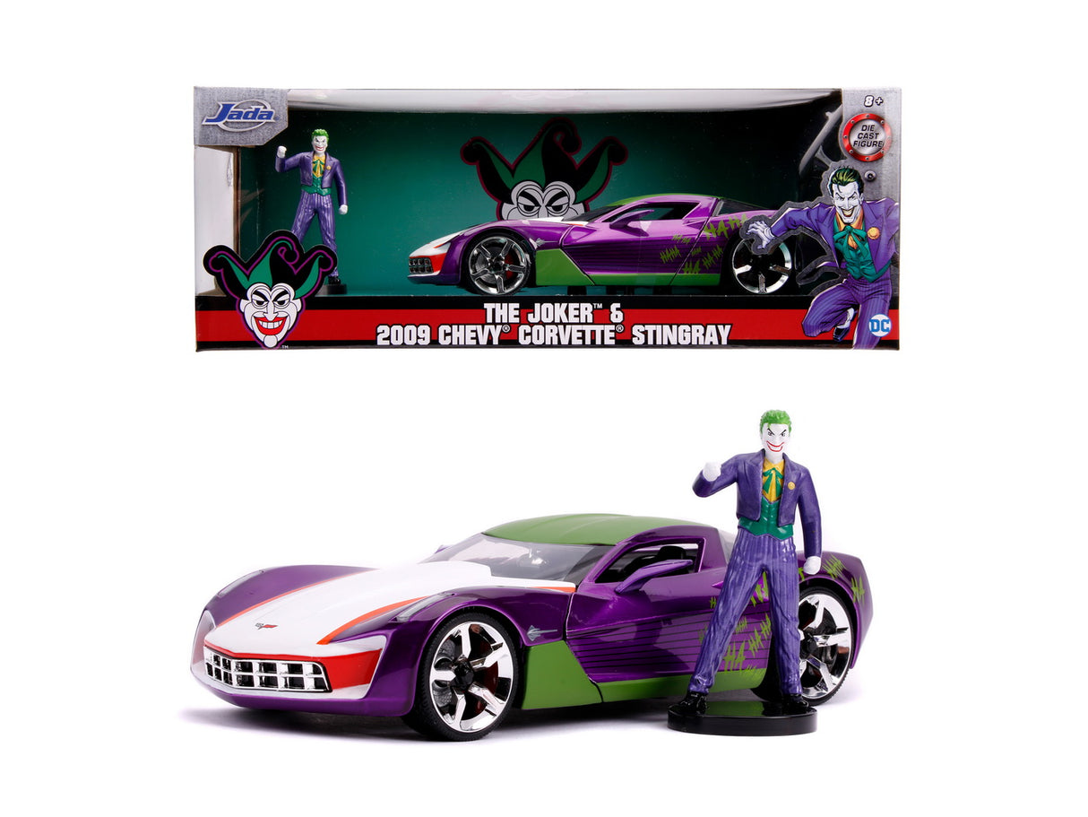 MASINUTE METALICA CHEVY CORVETTE STINGRAY 2009 SI FIGURINA JOKER SCARA 1:24