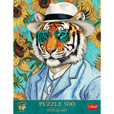 PUZZLE TREFL 500 PREMIUM PLUS PETS AS ART DOMNUL TIGRU SI FLOAREA SOARELUI