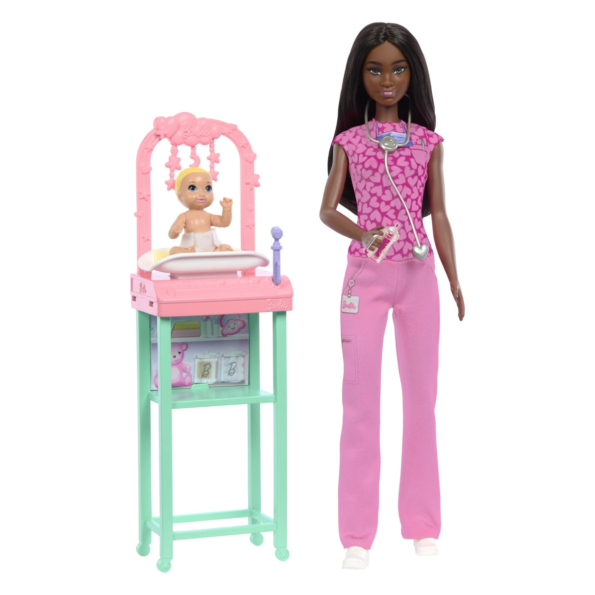 BARBIE SET DE JOACA PAPUSA BARBIE BRUNETA FACE CARIERA PEDIATRU