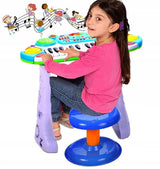 INSTRUMENT MUZICAL PIANINA ELECTRONICA MALPLAY CU SCAUN SI MICROFON 45 CM INALTIME ALBASTRU
