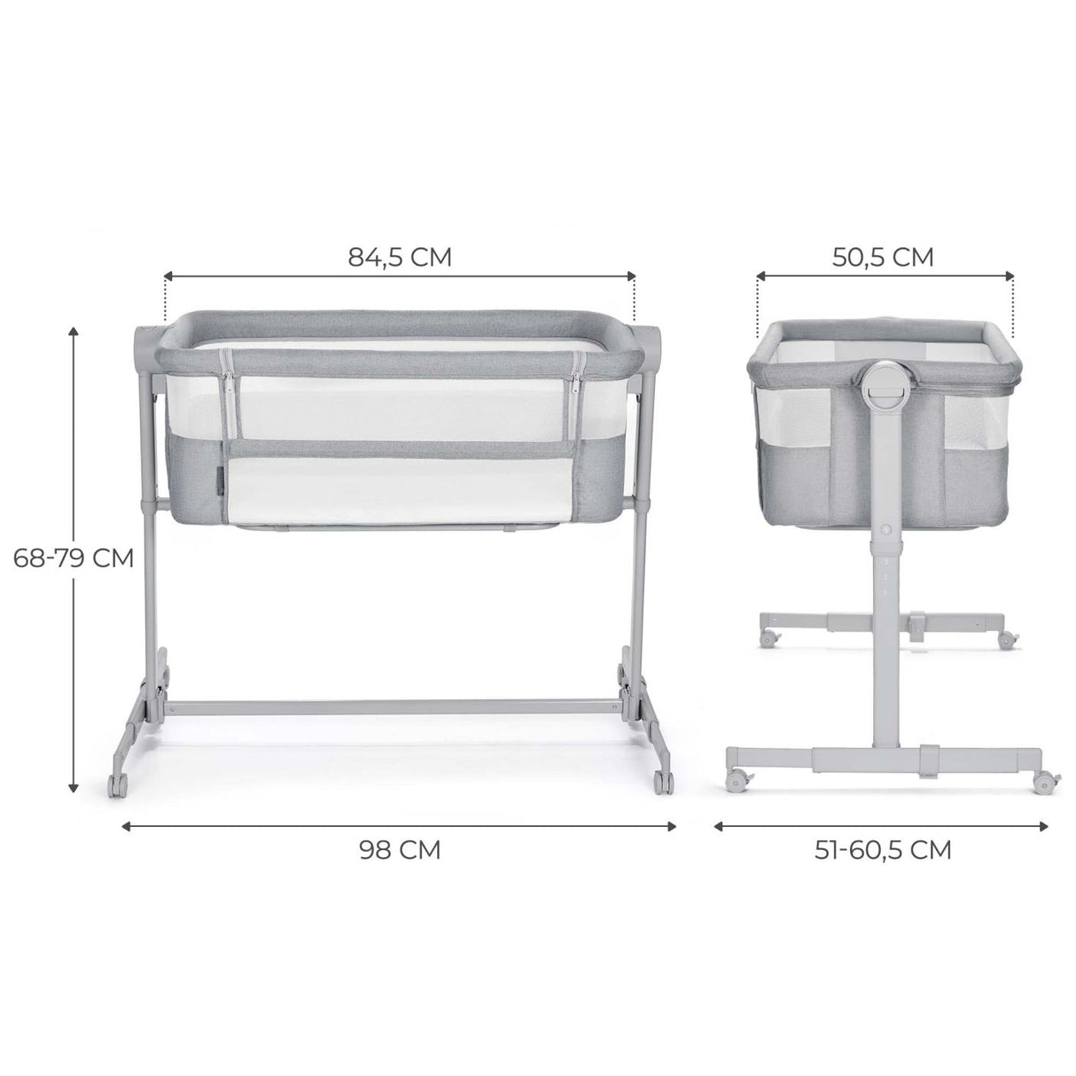 PATUT CO-SLEEPER KINDERKRAFT NESTE UP, FULL LIGHT GREY
