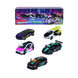 MAJORETTE SET 5 MASINUTE METALICE NEON RACER 7.5CM
