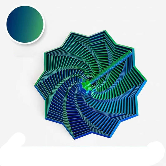Jucarie decompresie, Stea 3D octogonala, maner spirala turn magic geometric, 11 cm, Verde Albastru - vivimall.ro